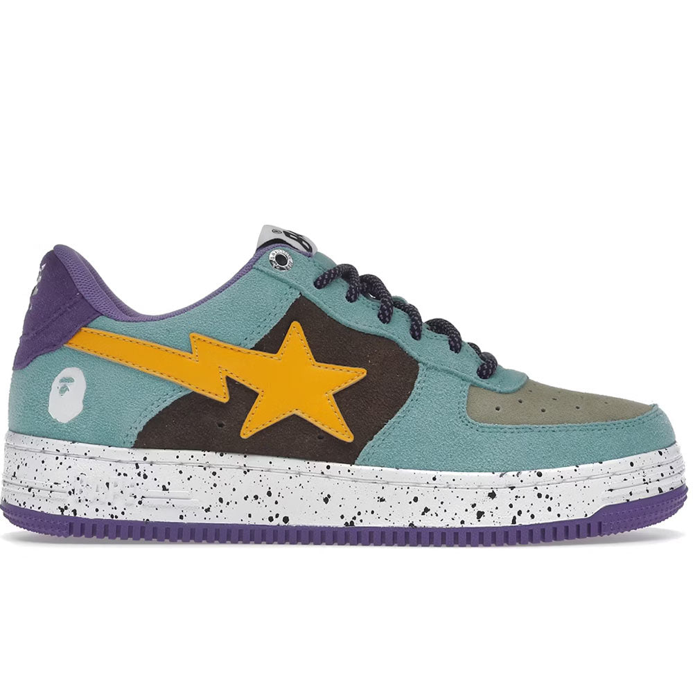 A Bathing Ape Bape Sta Low Teal Brown Yellow Suede
