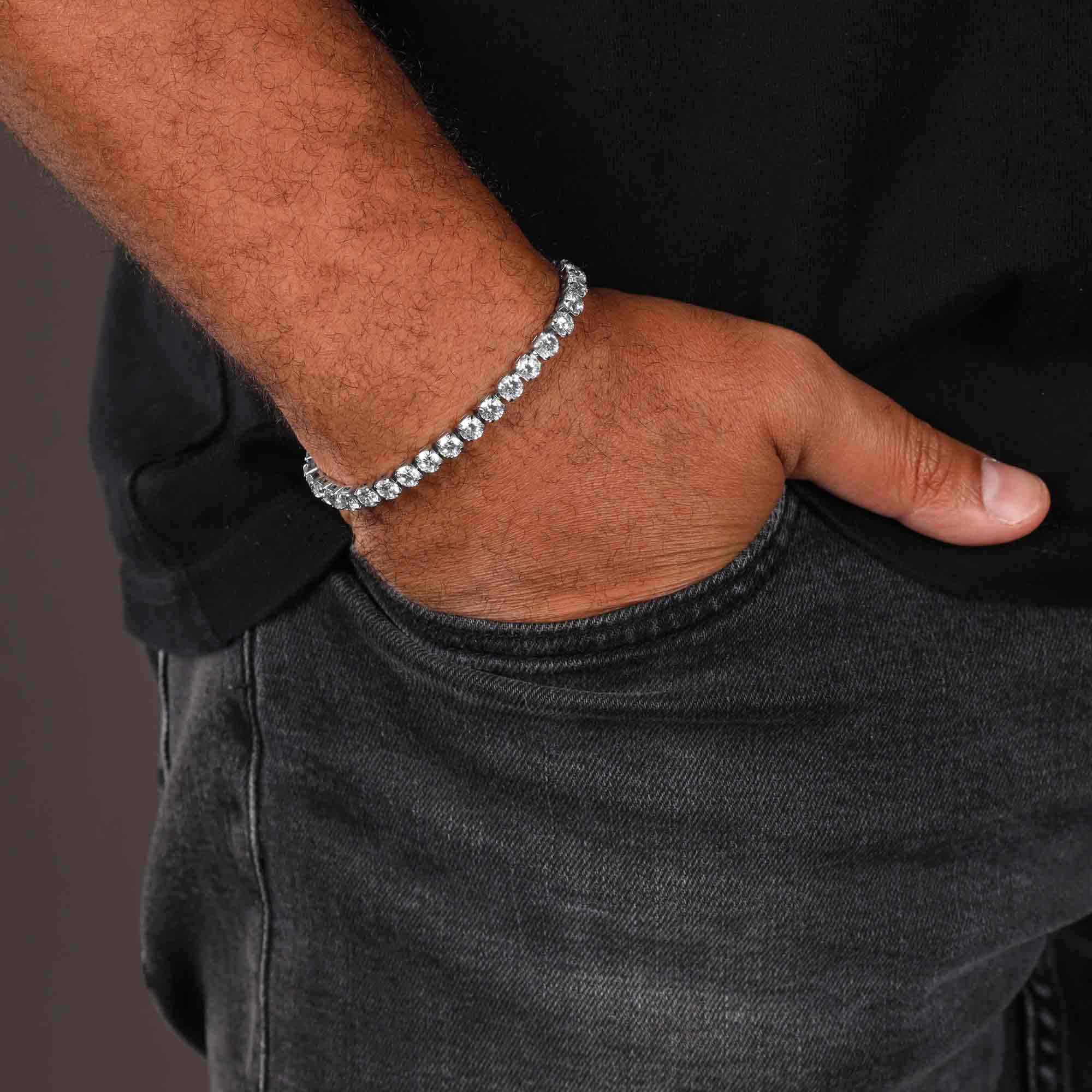 Iced Out Tennis Armband Edelstahl 5mm