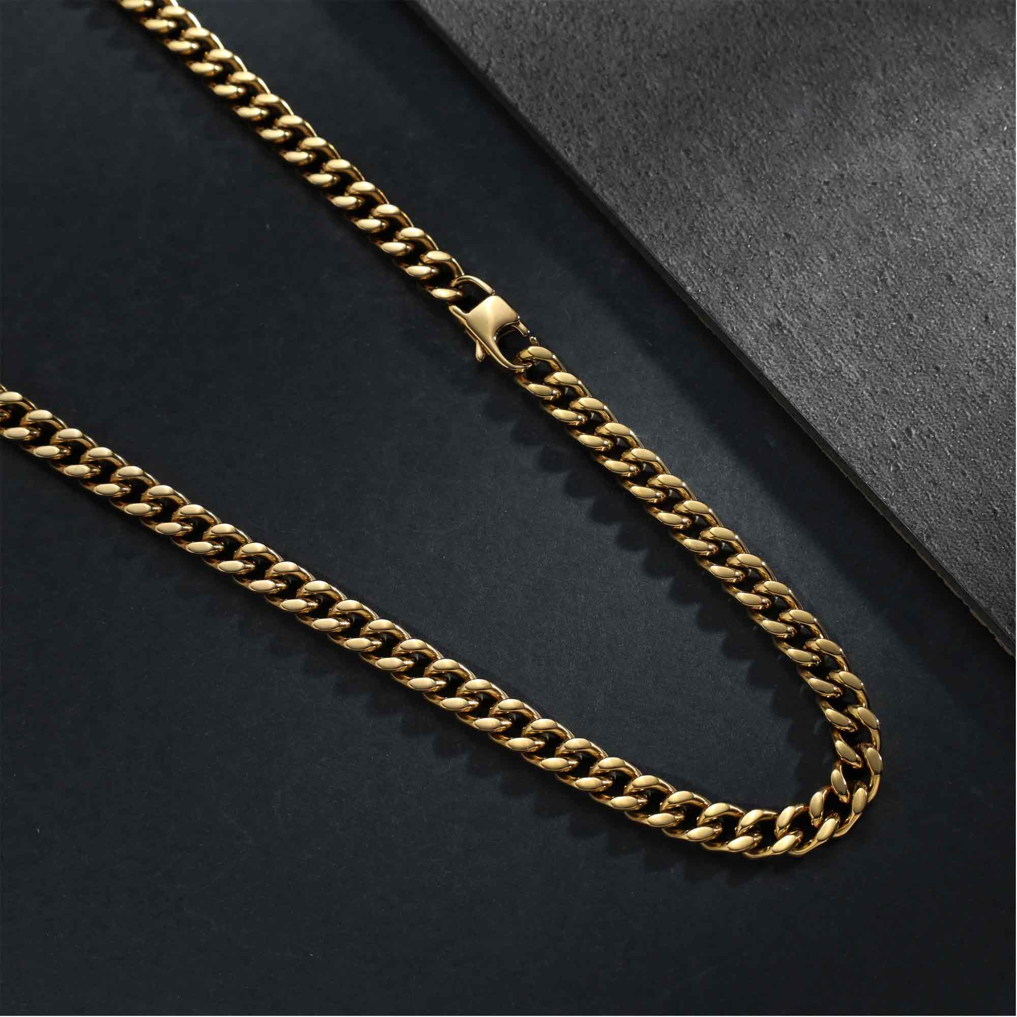 Cuban Link Kette Gold Edelstahl 6mm