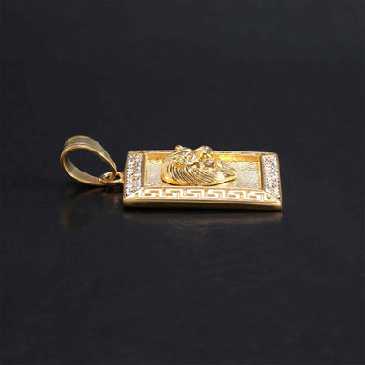 Iced Out Greek Löwen Anhänger Gold Edelstahl