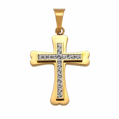Iced Out Kreuz Anhänger Gold Edelstahl