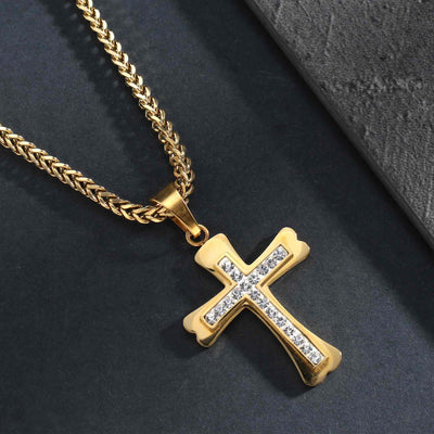 Iced Out Kreuz Anhänger Gold Edelstahl