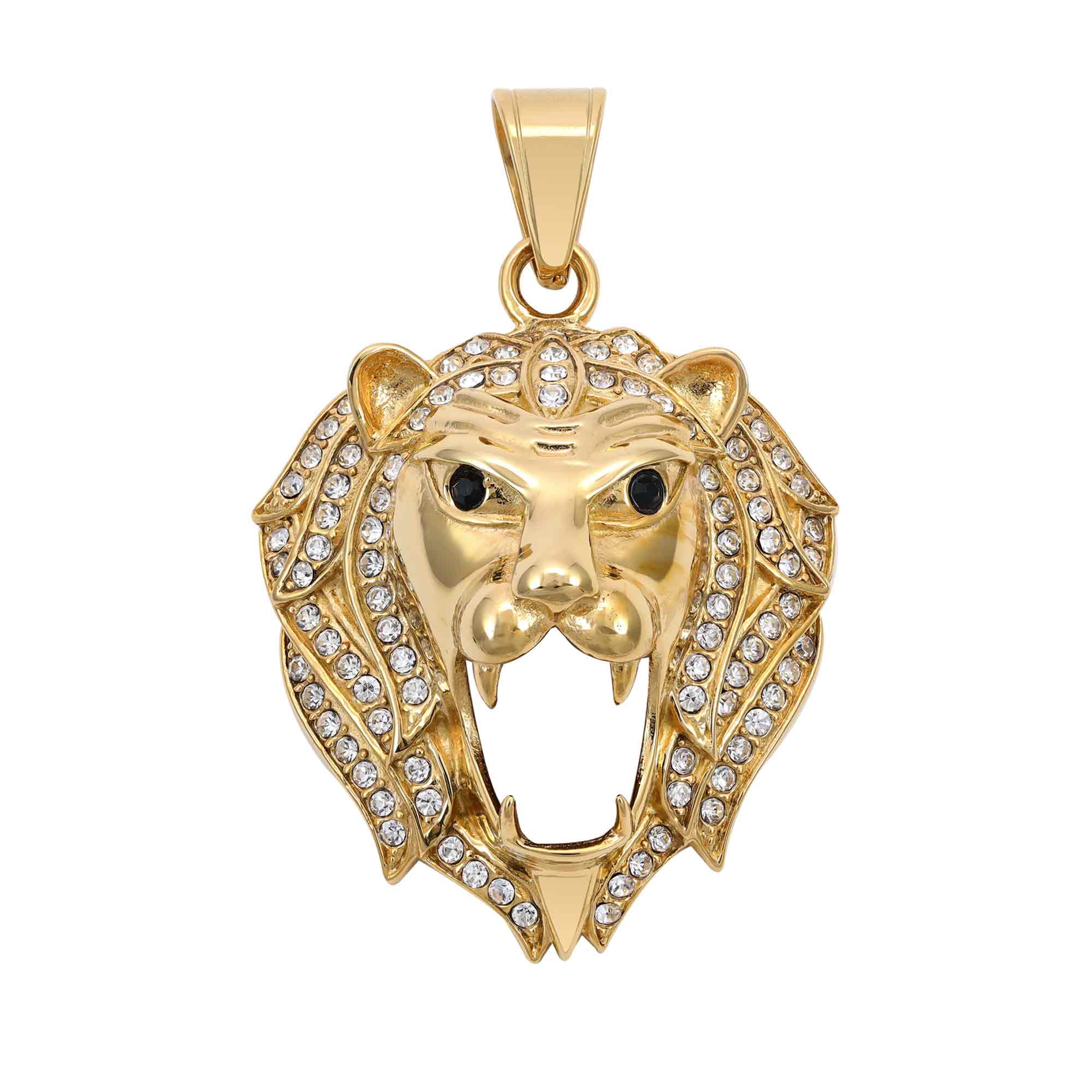 Iced Out Löwen Anhänger Gold Edelstahl