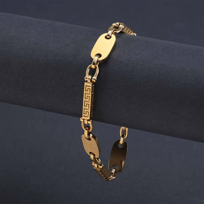 Santorini Plattenketten Armband Gold Edelstahl 8.5mm