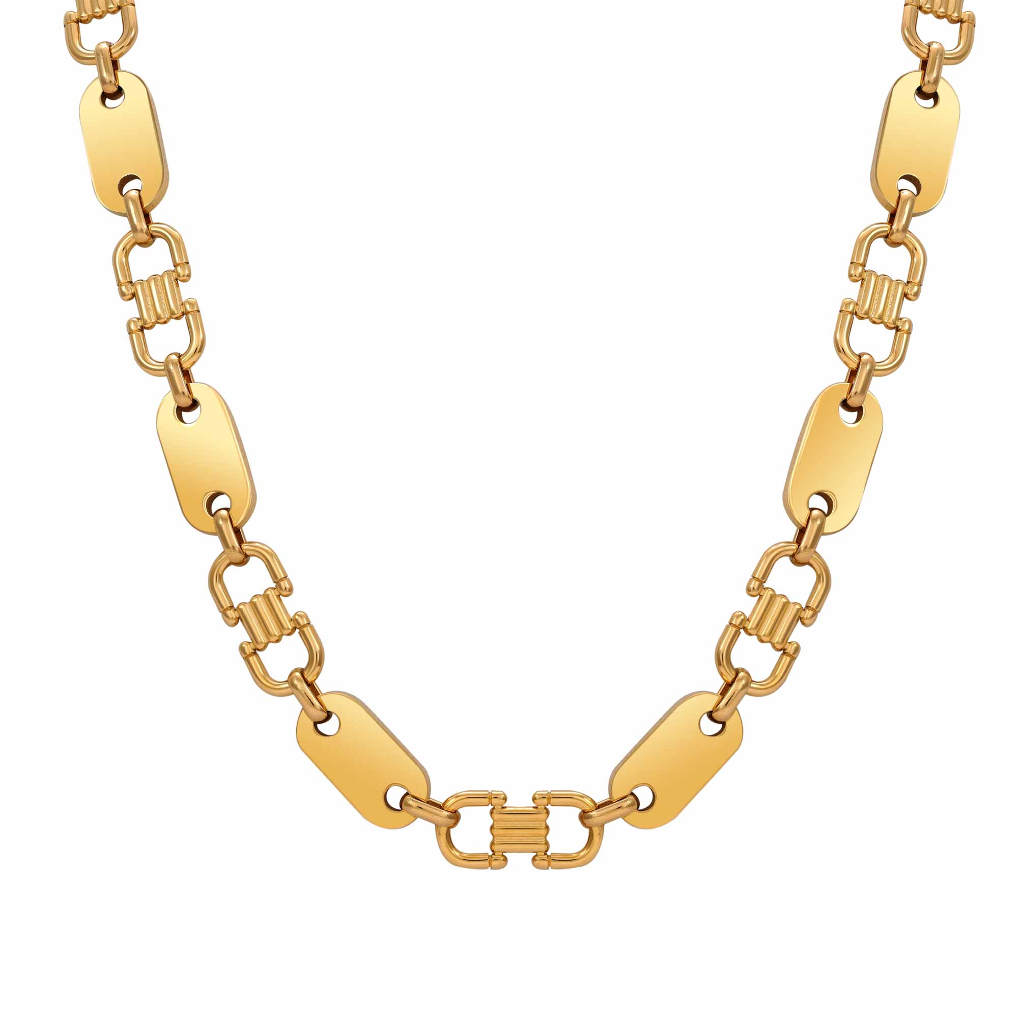 Plattenkette Gold Edelstahl 10mm
