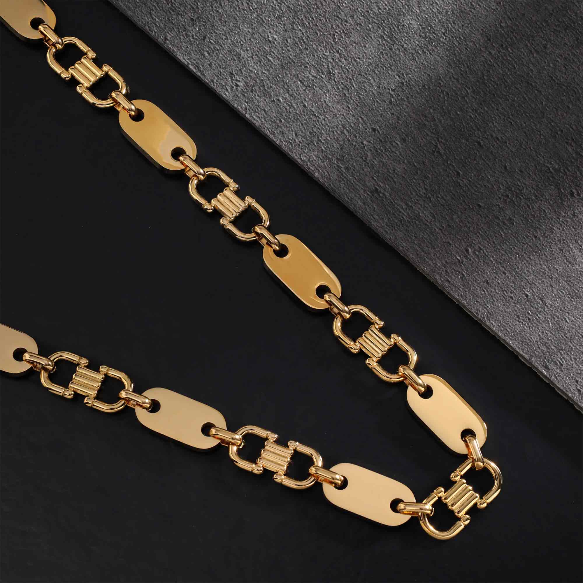 Plattenkette Gold Edelstahl 10mm